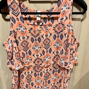 🌺 Aztec print sheer tank top open back